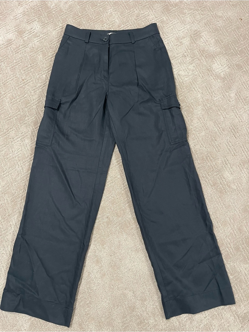 Womens Black Cargo Pants - Classic Wide-Leg